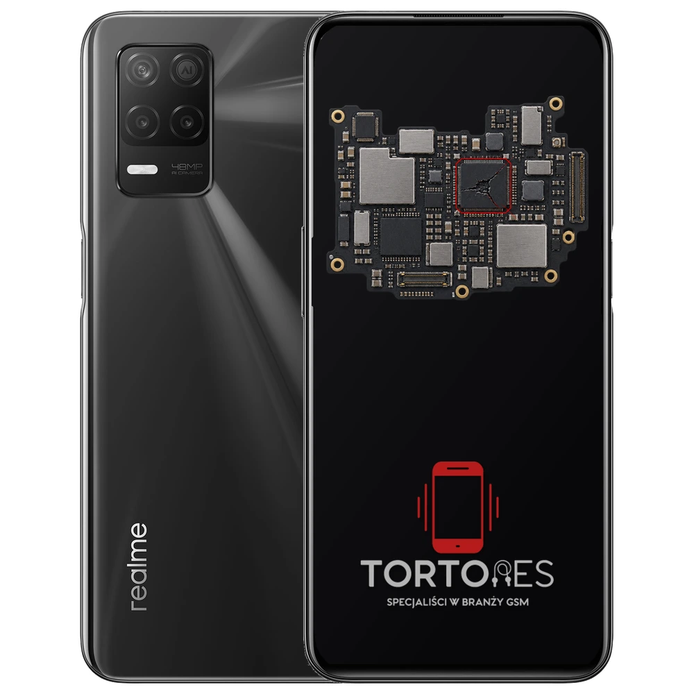 Realme 8 5G z ilustracją płyty głównej - naprawa płyty głównej