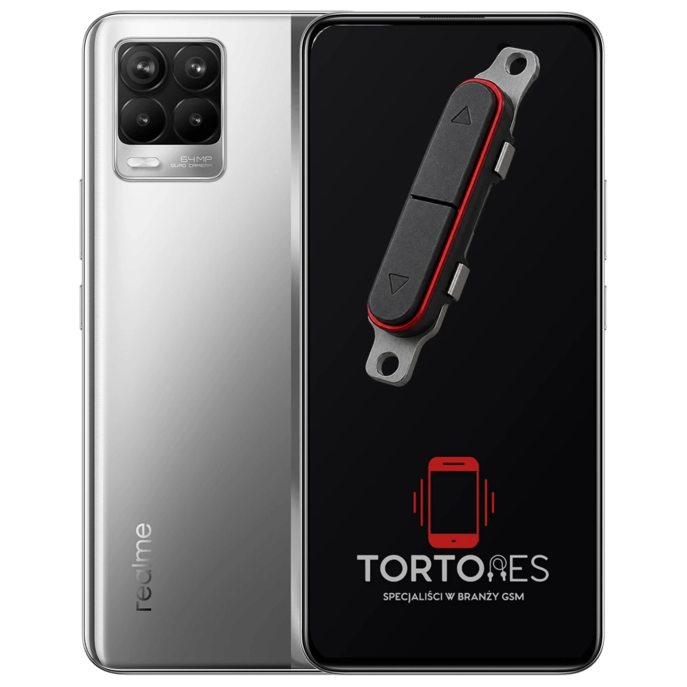 Realme 8 4G z symbolem przycisków - naprawa przycisków włączania i głośności