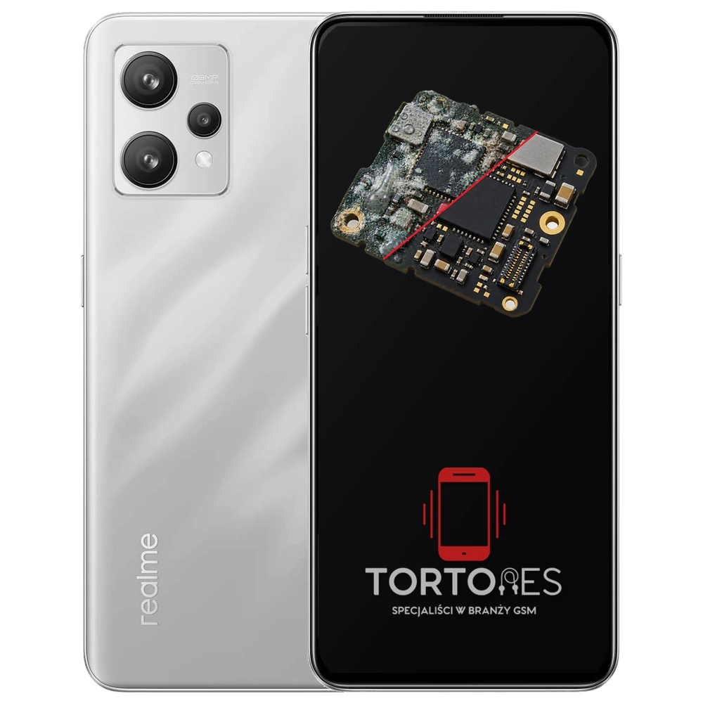 Realme 9 4G z ilustracją zalania - czyszczenie po zalaniu
