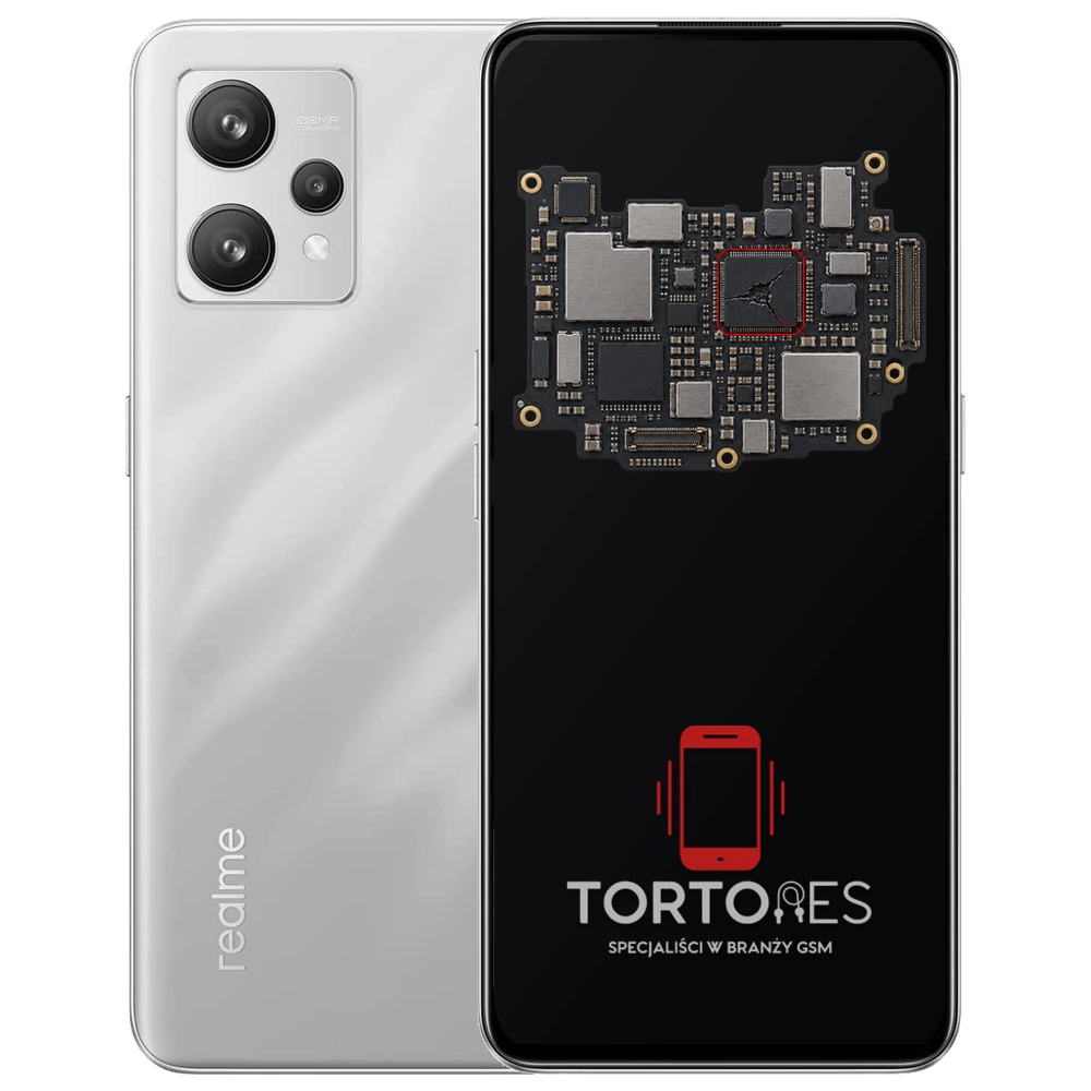 Realme 9 4G z ilustracją płyty głównej - naprawa płyty głównej