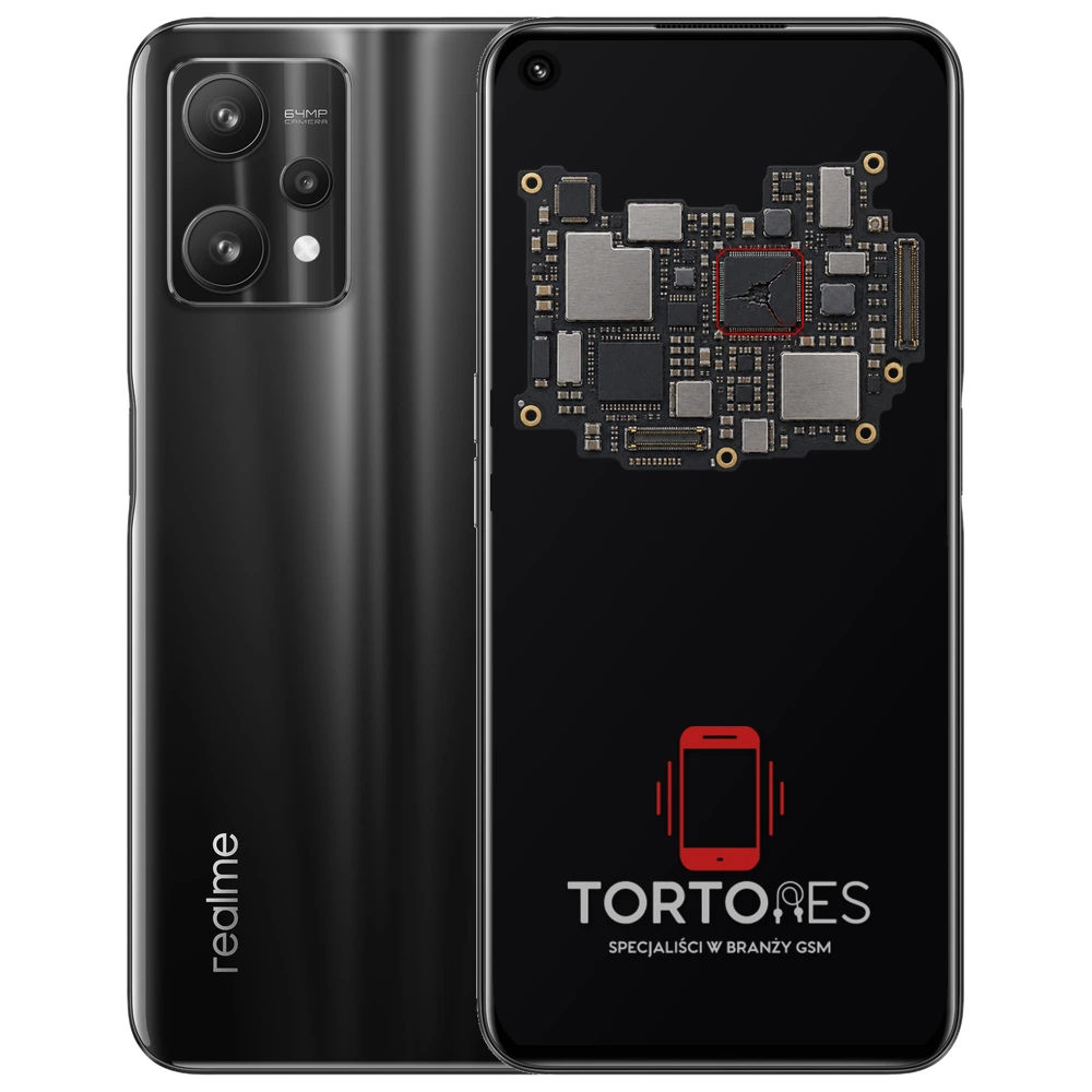 Realme 9 Pro 5G z ilustracją płyty głównej - naprawa płyty głównej