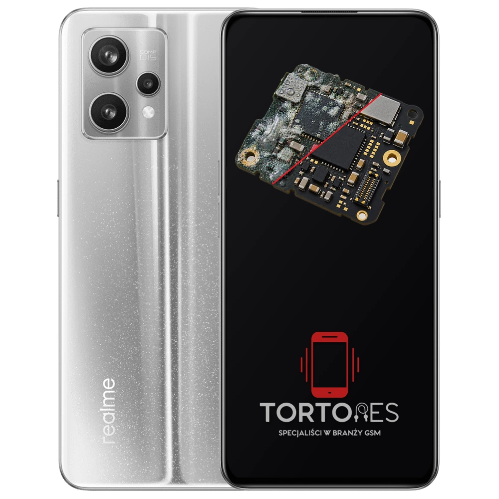 Realme 9 Pro+ 5G z ilustracją zalania - czyszczenie po zalaniu