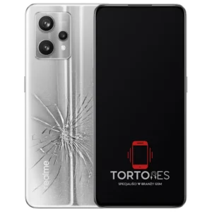 Realme 9 Pro+ 5G z ilustracją pękniętej tylnej klapki - wymiana zbitej klapki