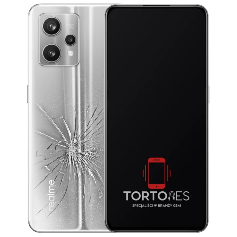 Realme 9 Pro+ 5G z ilustracją pękniętej tylnej klapki - wymiana zbitej klapki
