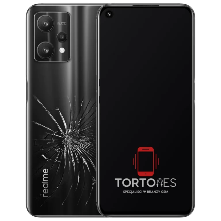 Realme 9 Pro 5G z ilustracją pękniętej tylnej klapki - wymiana zbitej klapki