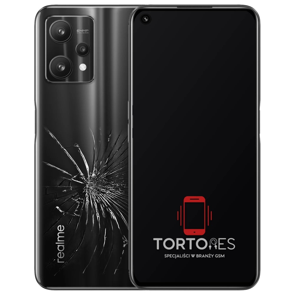 Realme 9 Pro 5G z ilustracją pękniętej tylnej klapki - wymiana zbitej klapki