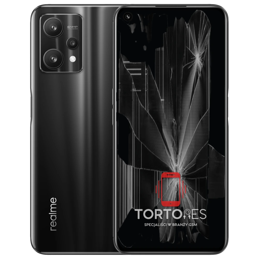 Realme 9 Pro 5G z ilustracją pękniętego wyświetlacza - wymiana zbitego wyświetlacza