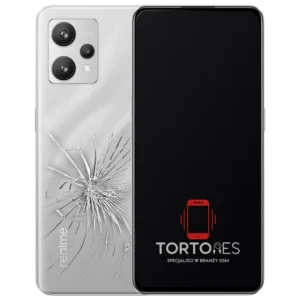 Realme 9 4G z ilustracją pękniętej tylnej klapki - wymiana zbitej klapki