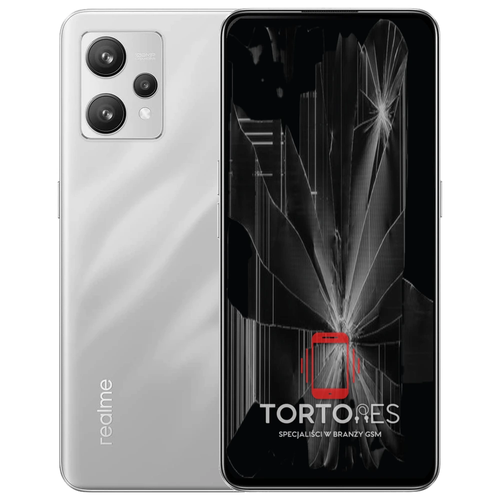 Realme 9 4G z ilustracją pękniętego wyświetlacza - wymiana zbitego wyświetlacza