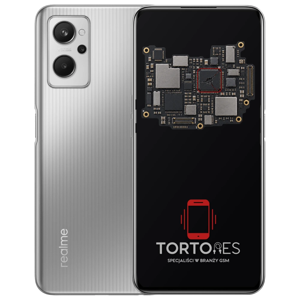 Realme 9i z ilustracją płyty głównej - naprawa płyty głównej