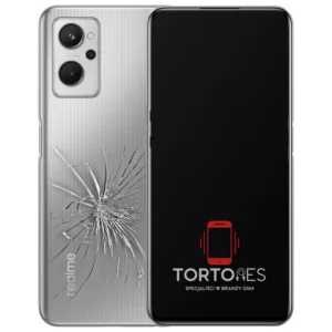Realme 9i z ilustracją pękniętej tylnej klapki - wymiana zbitej klapki