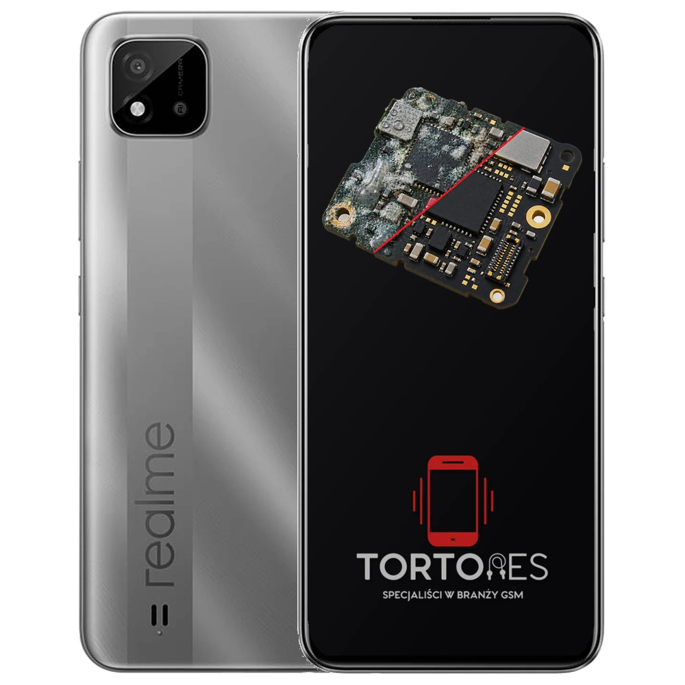 Realme C11 (2021) z ilustracją zalania - czyszczenie po zalaniu