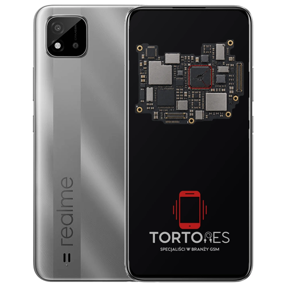 Realme C11 (2021) z ilustracją płyty głównej - naprawa płyty głównej