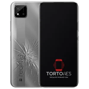 Realme C11 (2021) z ilustracją pękniętej tylnej klapki - wymiana zbitej klapki