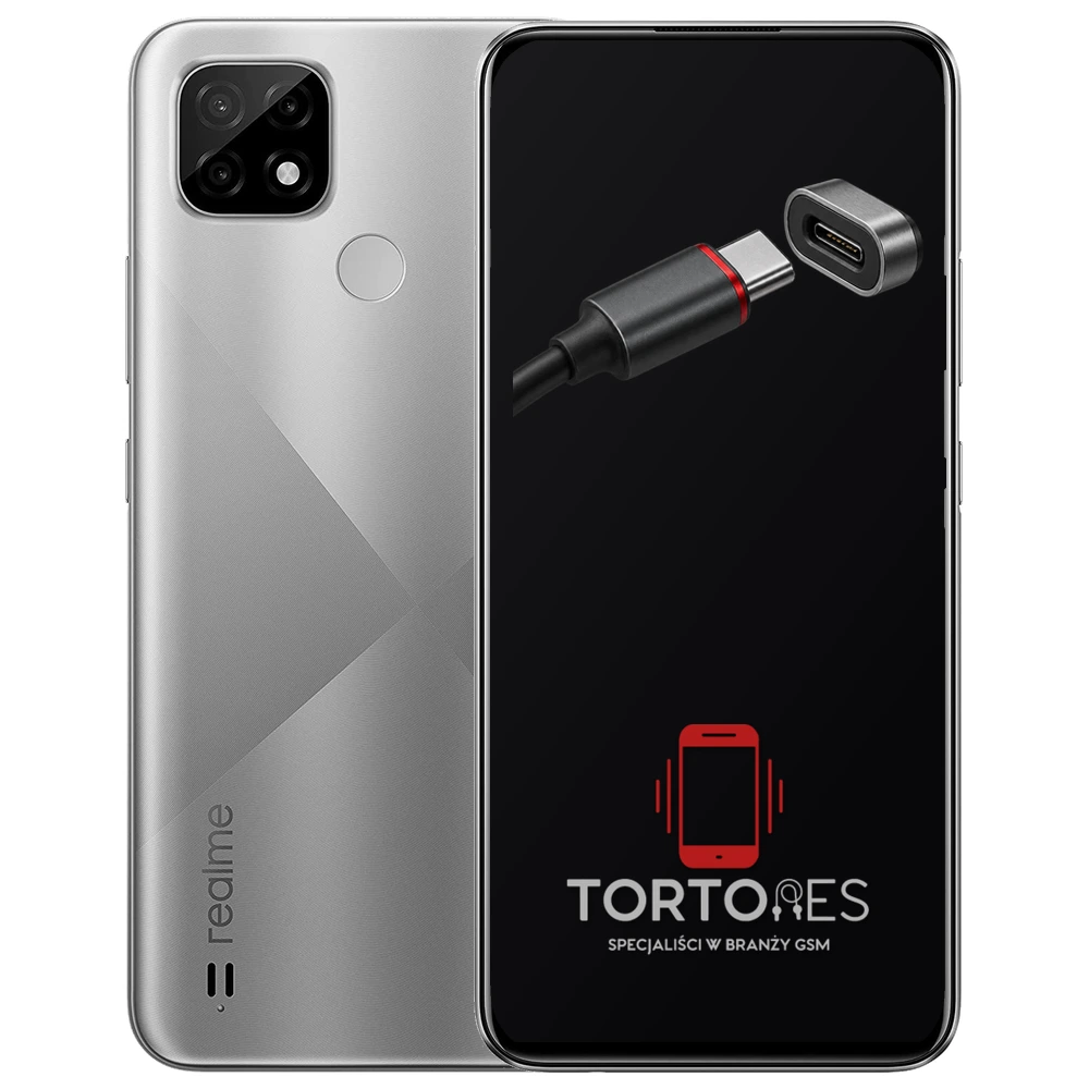 Realme C21 z ilustracją złącza ładowania - naprawa złącza ładowania