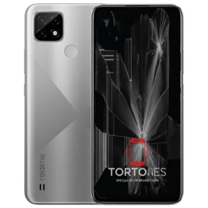 Realme C21 z ilustracją pękniętego wyświetlacza - wymiana zbitego wyświetlacza