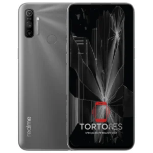 Realme C3 z ilustracją pękniętego wyświetlacza - wymiana zbitego wyświetlacza