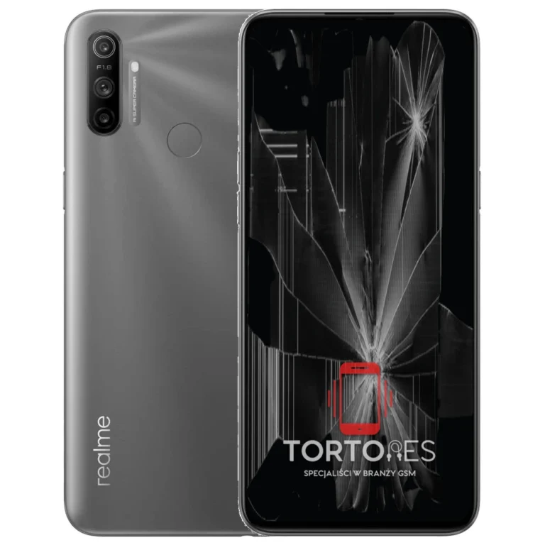 Realme C3 z ilustracją pękniętego wyświetlacza - wymiana zbitego wyświetlacza