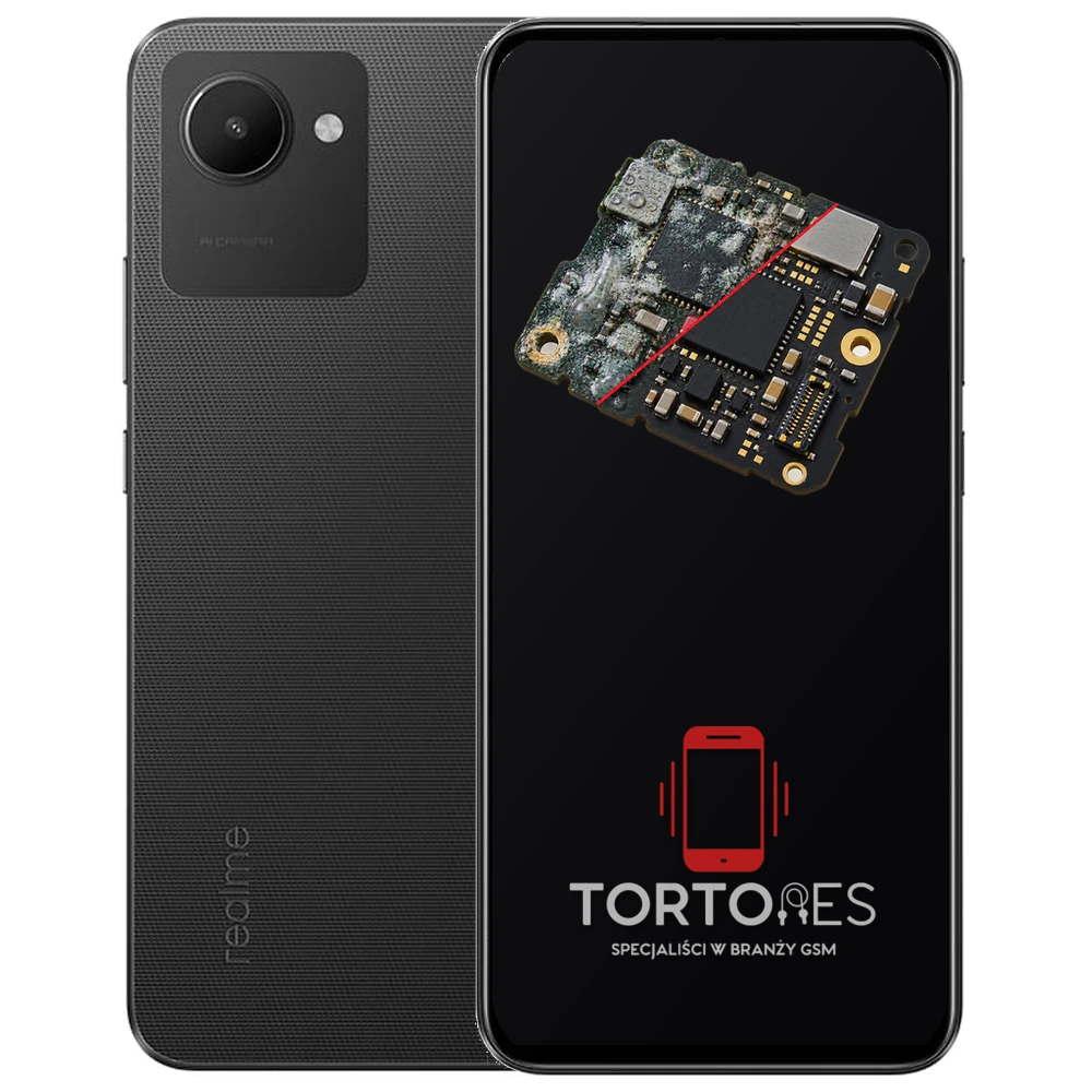 Realme C30 z ilustracją zalania - czyszczenie po zalaniu