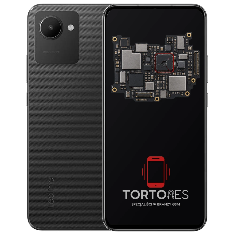 Realme C30 z ilustracją płyty głównej - naprawa płyty głównej