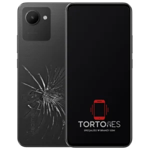 Realme C30 z ilustracją pękniętej tylnej klapki - wymiana zbitej klapki