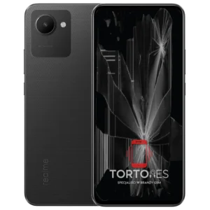 Realme C30 z ilustracją pękniętego wyświetlacza - wymiana zbitego wyświetlacza