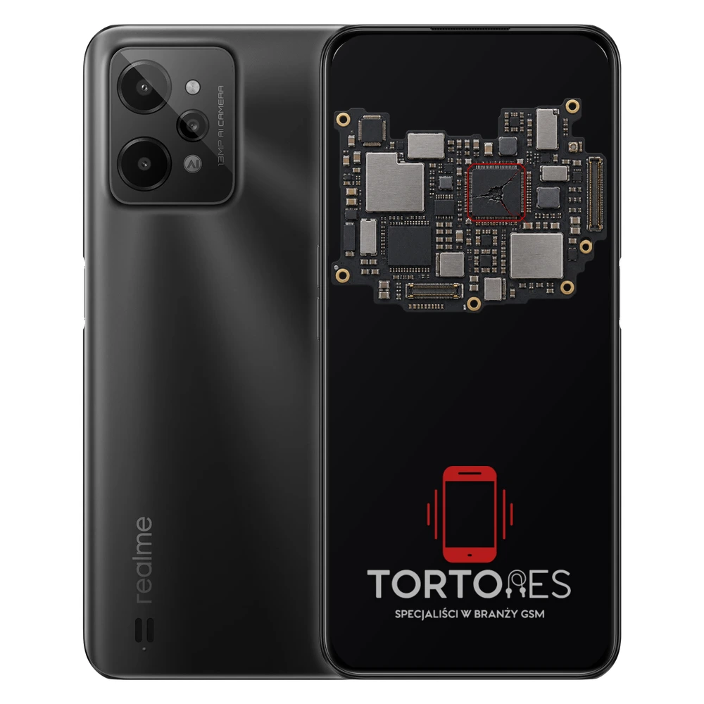 Realme C31 z ilustracją płyty głównej - naprawa płyty głównej