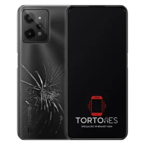 Realme C31 z ilustracją pękniętej tylnej klapki - wymiana zbitej klapki