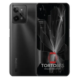 Realme C31 z ilustracją pękniętego wyświetlacza - wymiana zbitego wyświetlacza