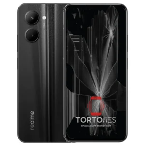 Realme C33 z ilustracją pękniętego wyświetlacza - wymiana zbitego wyświetlacza