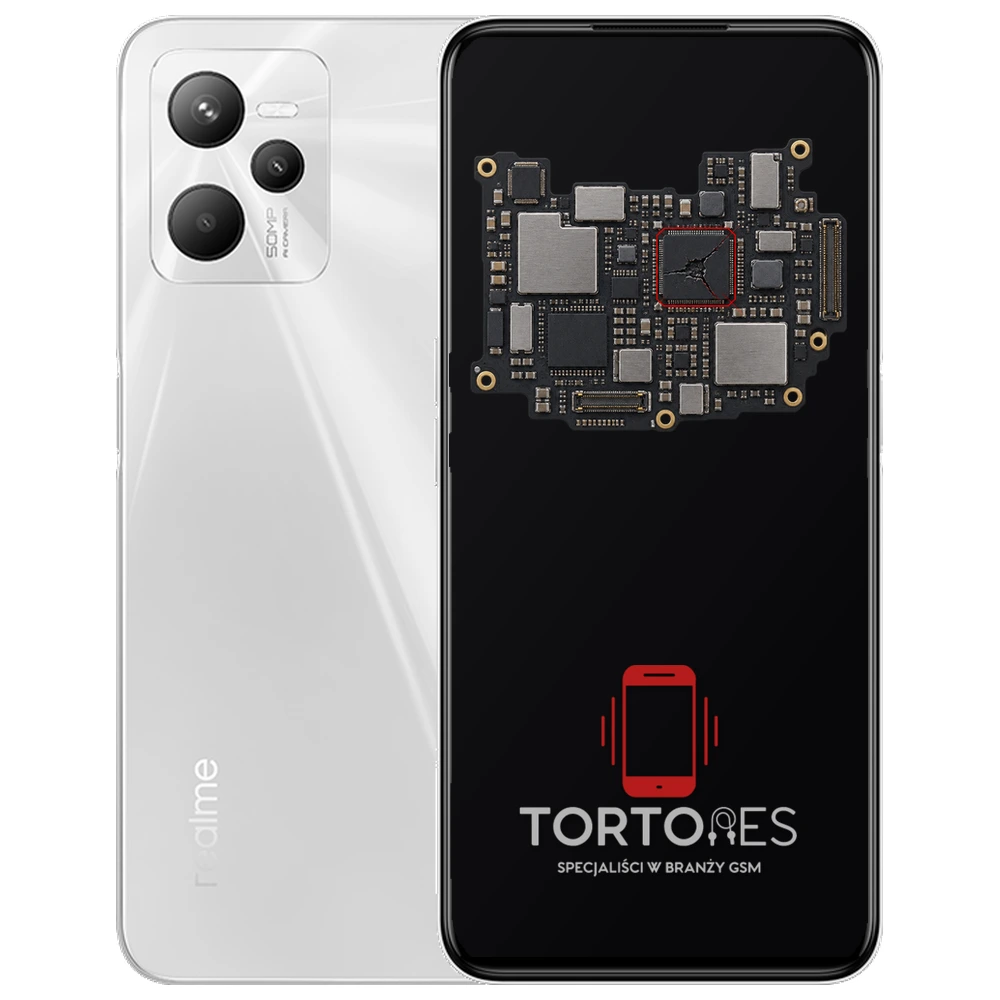 Realme C35 z ilustracją płyty głównej - naprawa płyty głównej