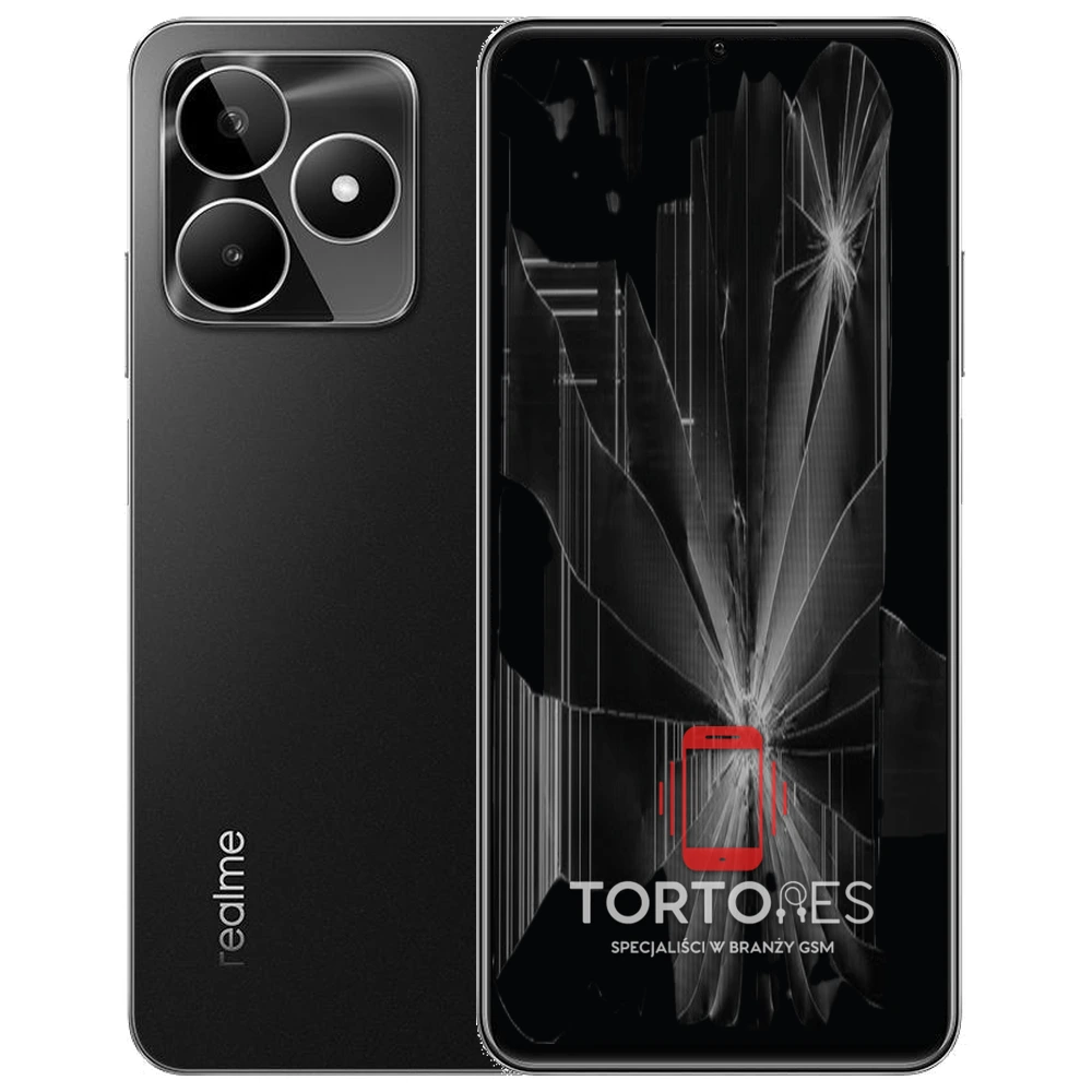 Realme C53 (EU) z ilustracją pękniętego wyświetlacza - wymiana zbitego wyświetlacza