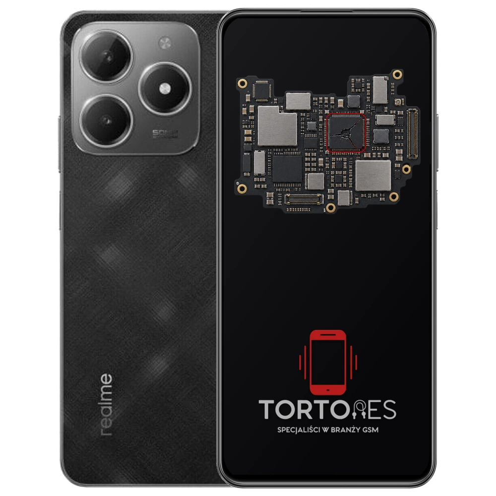 Realme C61 z ilustracją płyty głównej - naprawa płyty głównej