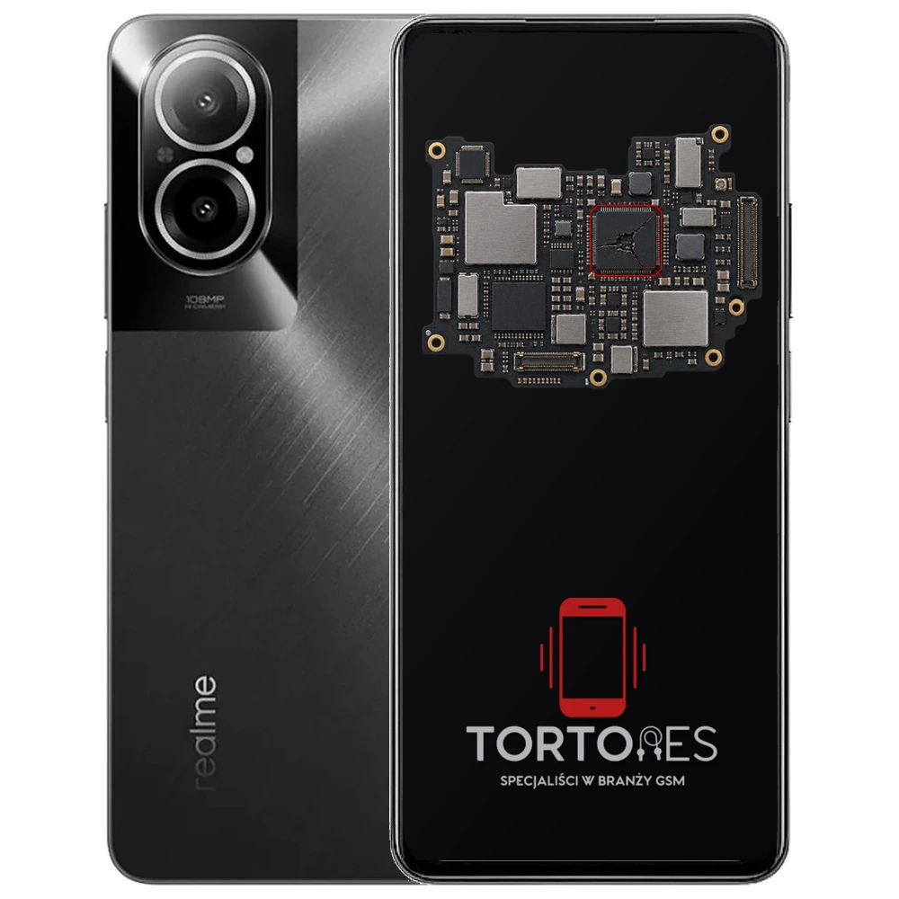 Realme C67 4G z ilustracją płyty głównej - naprawa płyty głównej