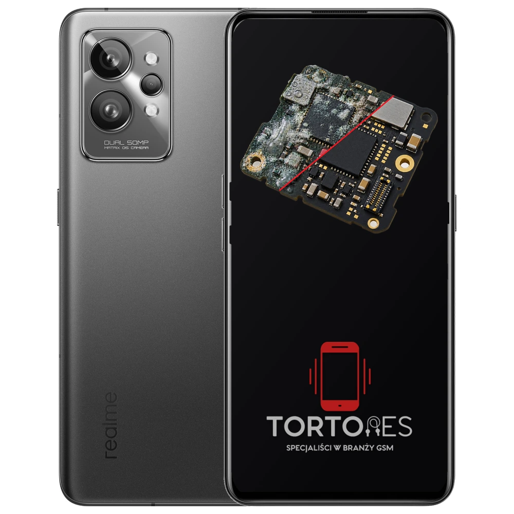 Realme GT 2 z ilustracją zalania - czyszczenie po zalaniu
