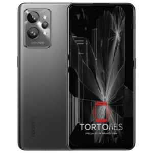 Realme GT 2 z ilustracją pękniętego wyświetlacza - wymiana zbitego wyświetlacza