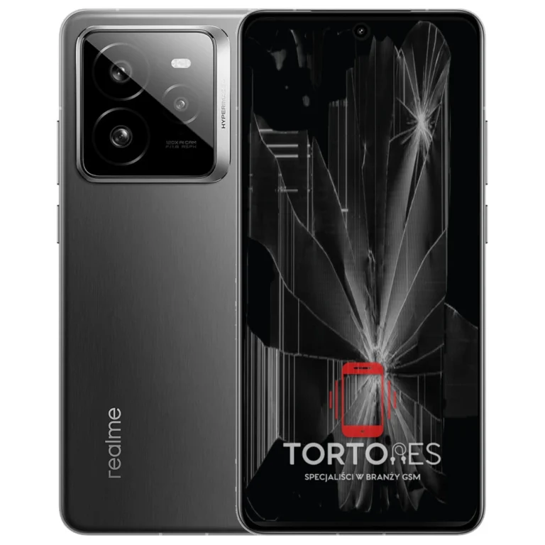 Realme GT 7 Pro z ilustracją pękniętego wyświetlacza - wymiana zbitego wyświetlacza