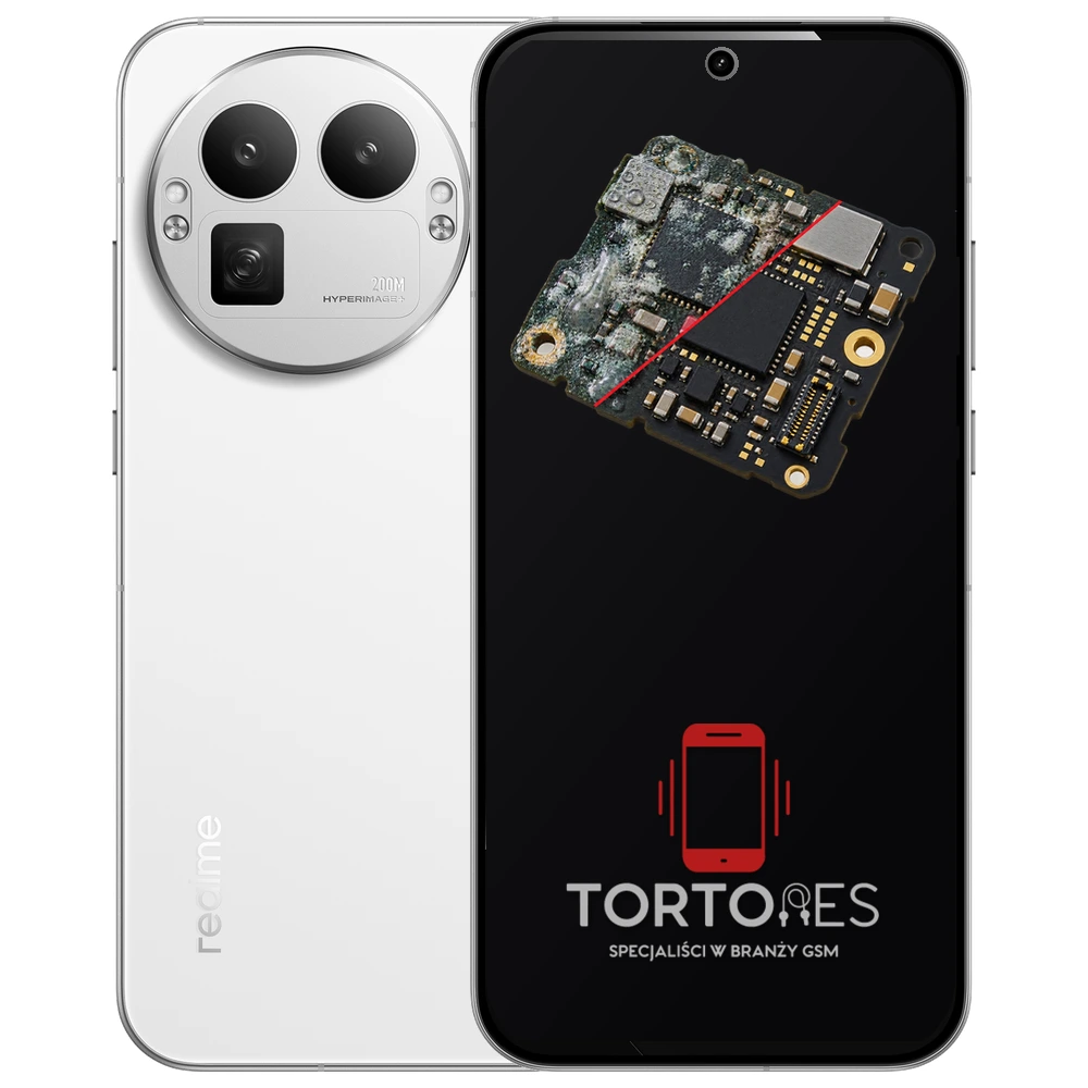 Realme GT 8 Pro z ilustracją zalania - czyszczenie po zalaniu