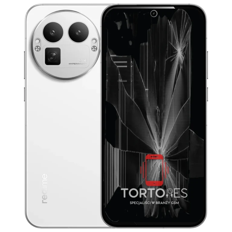 Realme GT 8 Pro z ilustracją pękniętego wyświetlacza - wymiana zbitego wyświetlacza
