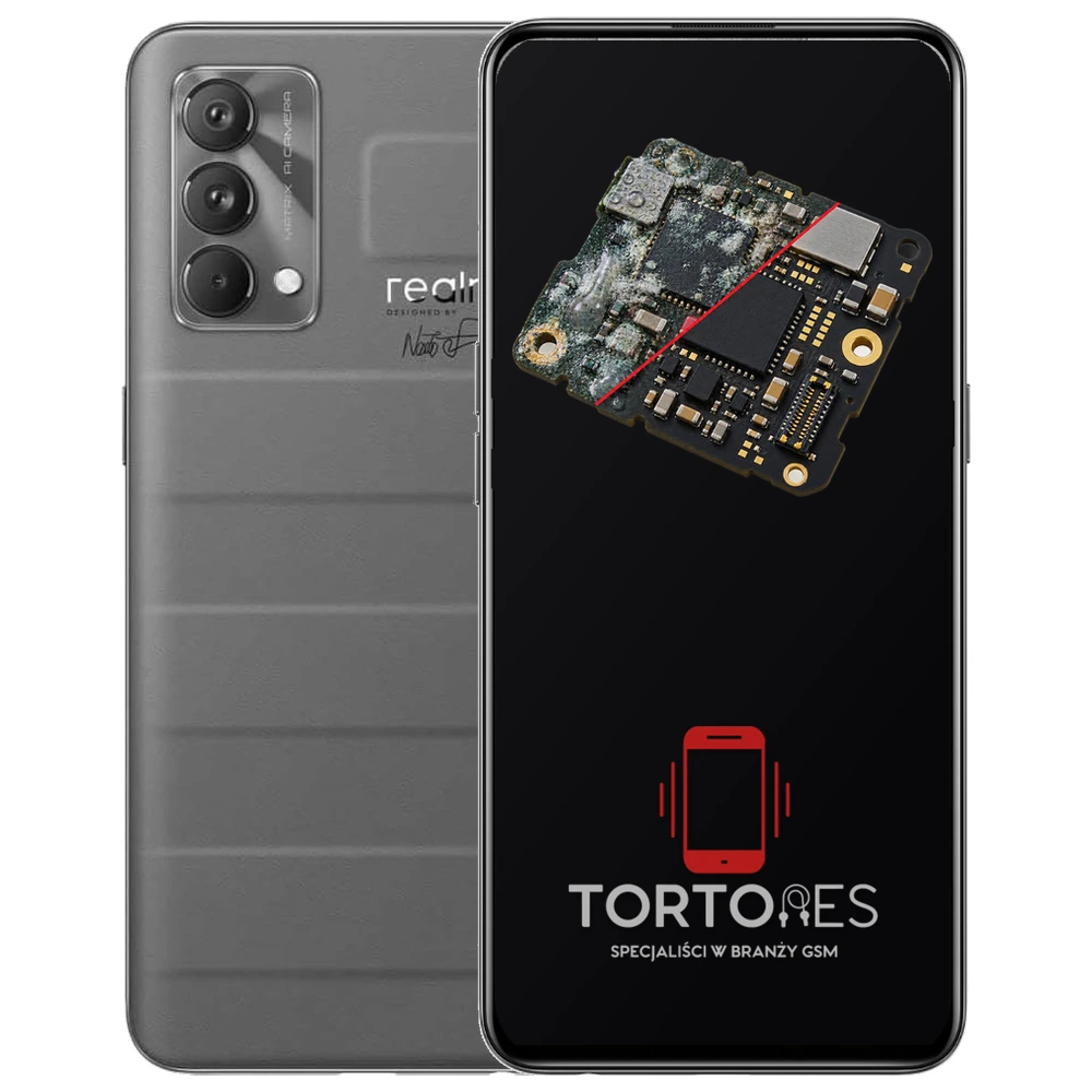 Realme GT Master Edition z ilustracją zalania - czyszczenie po zalaniu