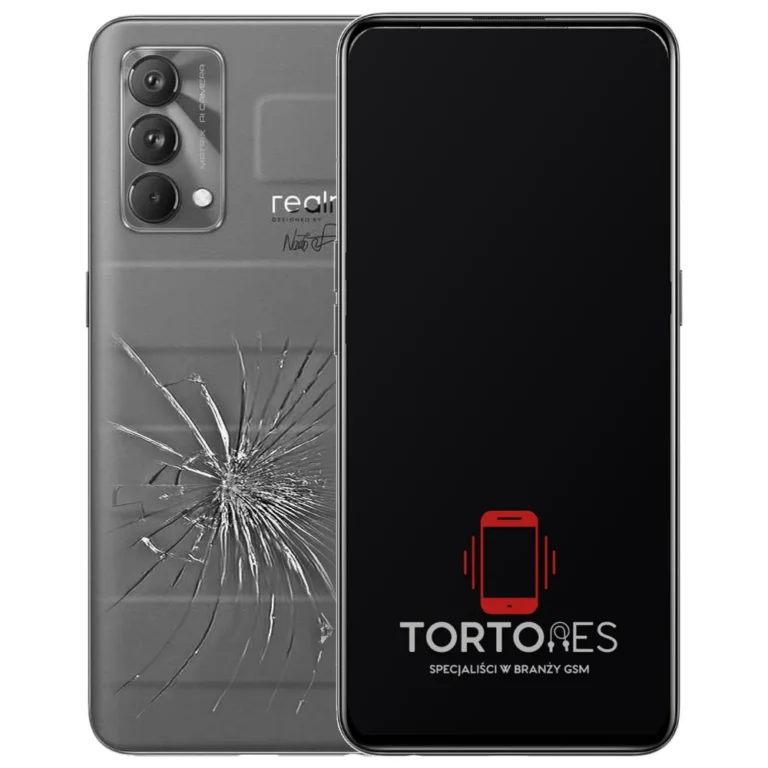 Realme GT Master Edition z ilustracją pękniętej tylnej klapki - wymiana zbitej klapki