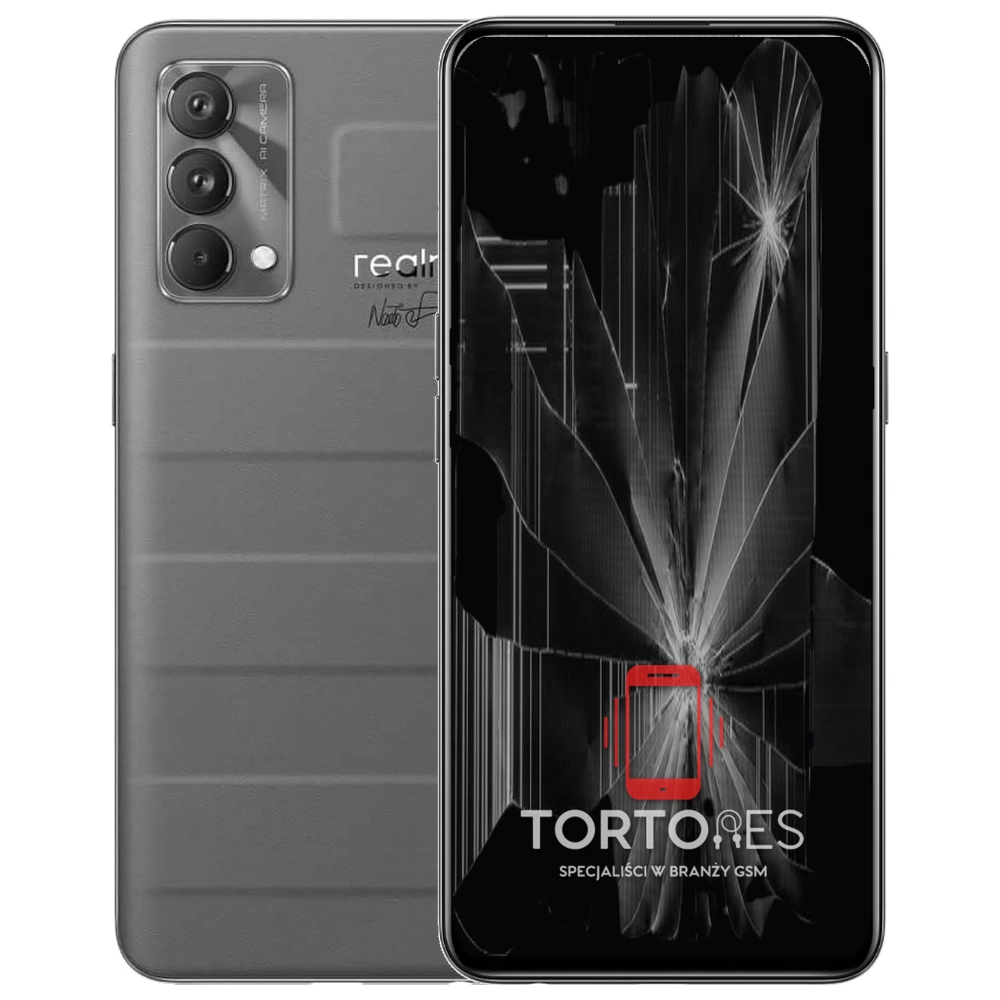 Realme GT Master Edition z ilustracją pękniętego wyświetlacza - wymiana zbitego wyświetlacza