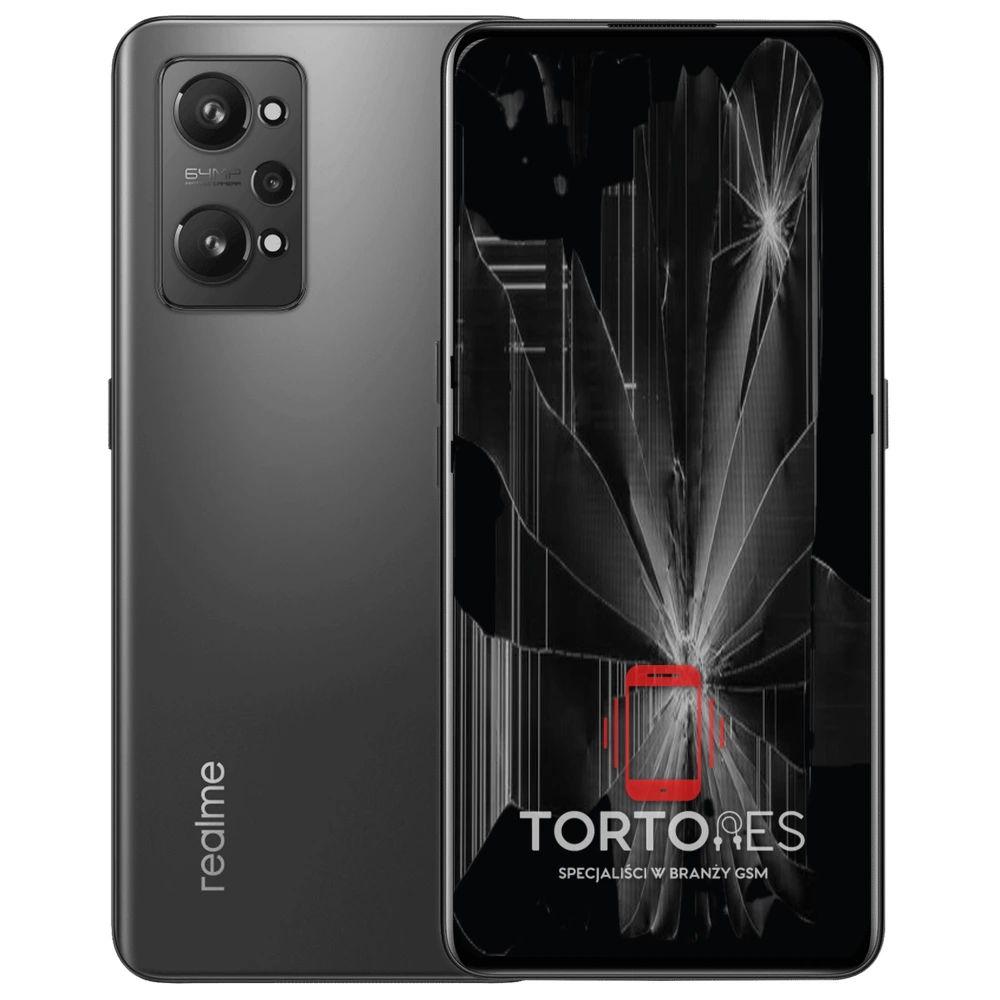 Realme GT Neo 2 z ilustracją pękniętego wyświetlacza - wymiana zbitego wyświetlacza
