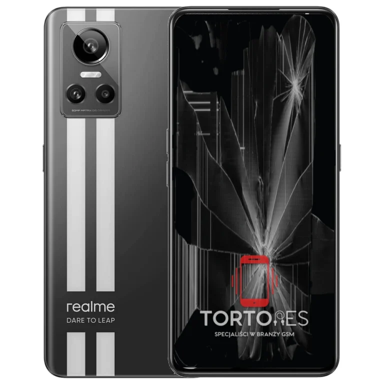 Realme GT Neo 3 150W z ilustracją pękniętego wyświetlacza - wymiana zbitego wyświetlacza