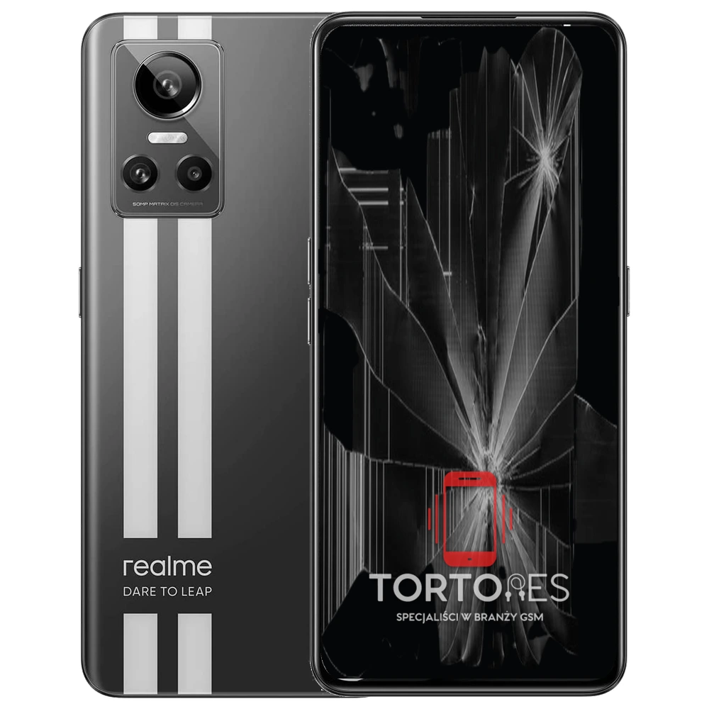 Realme GT Neo 3 150W z ilustracją pękniętego wyświetlacza - wymiana zbitego wyświetlacza