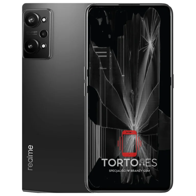 Realme GT Neo 3T z ilustracją pękniętego wyświetlacza - wymiana zbitego wyświetlacza