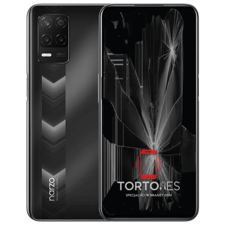 Realme Narzo 30 5G z ilustracją pękniętego wyświetlacza - wymiana zbitego wyświetlacza