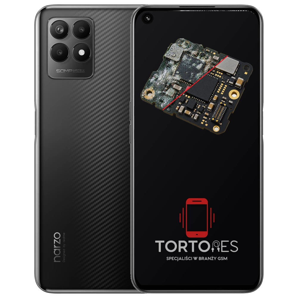 Realme Narzo 50 4G z ilustracją zalania - czyszczenie po zalaniu