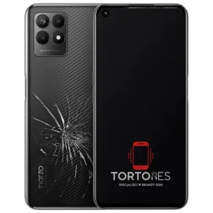 Realme Narzo 50 4G z ilustracją pękniętej tylnej klapki - wymiana zbitej klapki