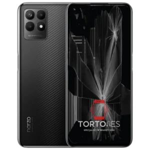 Realme Narzo 50 4G z ilustracją pękniętego wyświetlacza - wymiana zbitego wyświetlacza